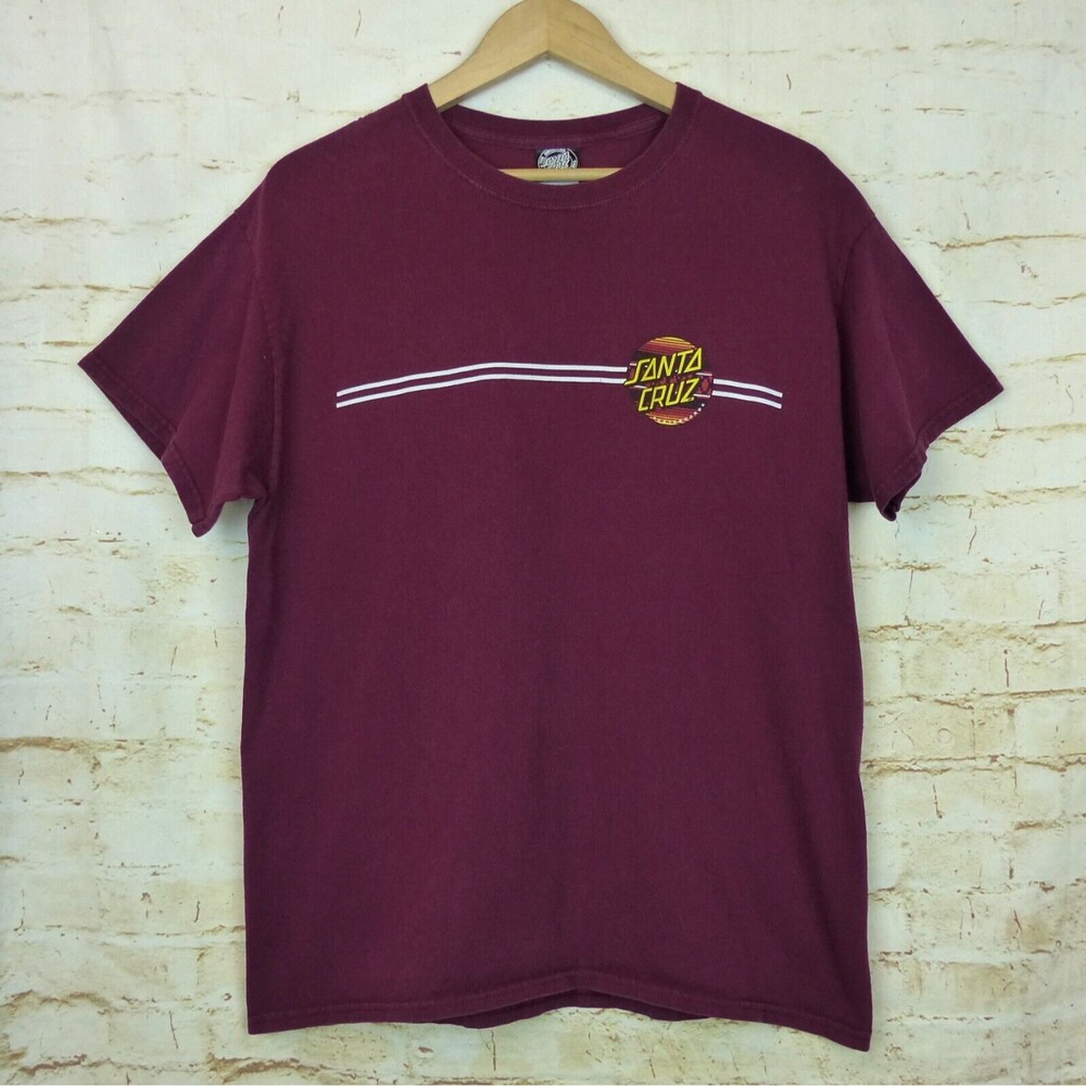 Santa Cruz Skateboards Shirt Mens L Burgundy Classic Dot Graphic Tee Skate 90s - Picture 3 of 12